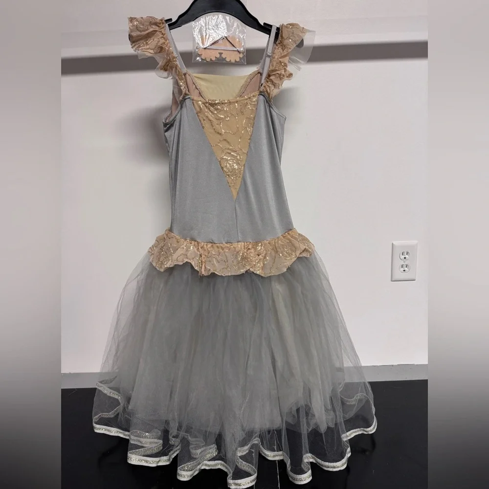 New Weissman Silver Gray Gold Tiered Dance Ballet Costume Tutu MA Medium Adult